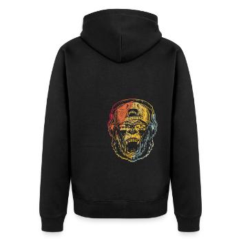 Monkey DJ mit Kopfhörer & Sonnenbrille Geschenkide - Unisex Premium Bio Zip Hoodie - Schwarz - Hinten - Nico (187cm)