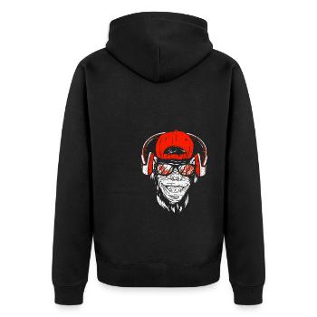 Monkey DJ mit Kopfhörer & Sonnenbrille Geschenkide - Unisex Premium Bio Zip Hoodie - Schwarz - Hinten - Nico (187cm)