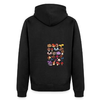 Mushroom Collection Mushroom Picker Gift Nature Mushrooms - Unisex Premium Organic Zip Hoodie - black - Back - Nico (187cm)