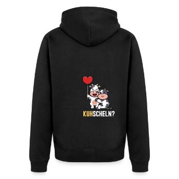 Kuhscheln Kuh Comic Landwirt Bauer Geschenk Bauern - Unisex Premium Bio Zip Hoodie - Schwarz - Hinten - Nico (187cm)