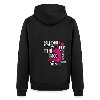 Volleyball Player Spike - Unisex Premium Bio Zip Hoodie - Schwarz - Hinten - Nico (187cm)