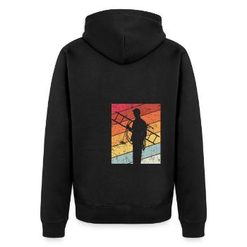 Schornsteinfeger Schornstein Retro Kaminfeger Gesc - Unisex Premium Bio Zip Hoodie - Schwarz - Hinten - Nico (187cm)