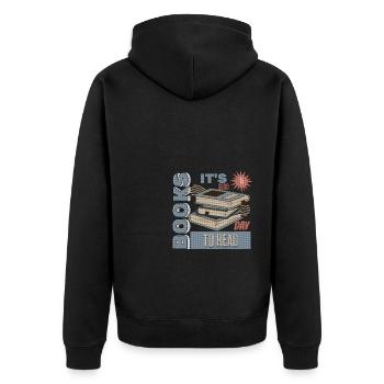 C’est une bonne journée pour lire un livre - Lire des livres - Veste à capuche bio Premium Unisexe - noir - Dos - Nico (187cm)