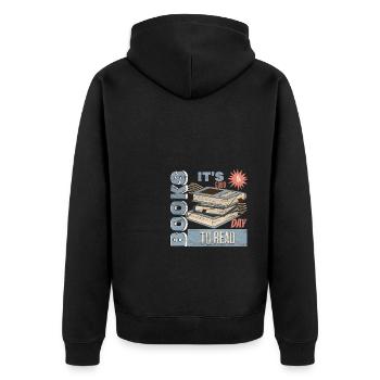 C’est une bonne journée pour lire un livre - Lire des livres - Veste à capuche bio Premium Unisexe - noir - Dos - Nico (187cm)