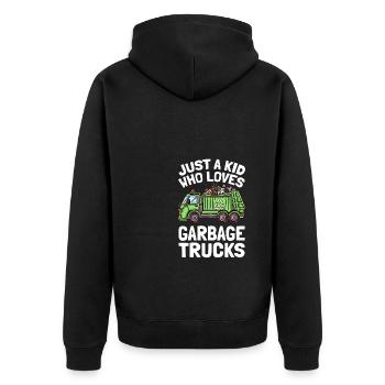 Juste un enfant qui aime les camions à ordures Camion à ordures - Veste à capuche bio Premium Unisexe - noir - Dos - Nico (187cm)