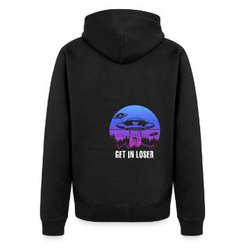 Get in Loser - Unisex Premium Bio Zip Hoodie - Schwarz - Hinten - Nico (187cm)