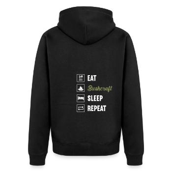Eat Bushcraft Sleep Repeat / Bushcraft - Unisex Premium Organic Zip Hoodie - black - Back - Nico (187cm)