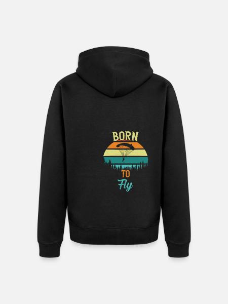 Né pour voler / Fallschirmspringen - Veste à capuche bio Premium Unisexe - noir