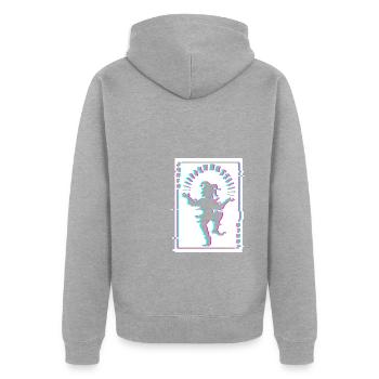 JOKER Karte Spielkarten Joker Kostüm Karte Karneva - Unisex Premium Bio Zip Hoodie - Grau meliert - Hinten - Nico (187cm)