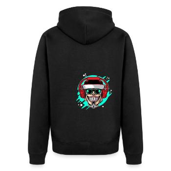Monkey DJ mit Kopfhörer & Sonnenbrille Geschenkide - Unisex Premium Bio Zip Hoodie - Schwarz - Hinten - Nico (187cm)