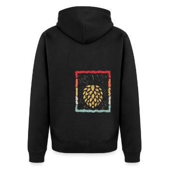 Hopfen Vintage Retro Craft Bier Liebhaber Brauen G - Unisex Premium Bio Zip Hoodie - Schwarz - Hinten - Nico (187cm)