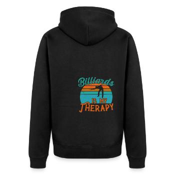 Billiards is my Therapy / Billiard Snooker - Unisex Premium Bio Zip Hoodie - Schwarz - Hinten - Nico (187cm)