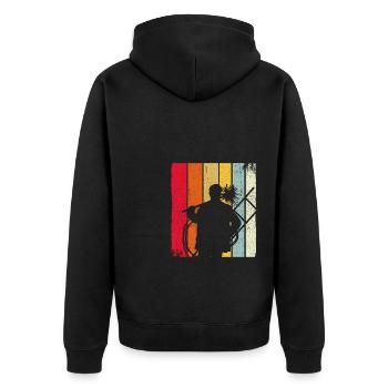 Schornsteinfeger Schornstein Retro Kaminfeger Gesc - Unisex Premium Bio Zip Hoodie - Schwarz - Hinten - Nico (187cm)