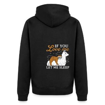 Süße Faultier schlafende Lama If you love me let m - Unisex Premium Bio Zip Hoodie - Schwarz - Hinten - Nico (187cm)