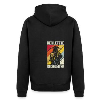 Sensenmann Reiseleiter Der Tod Skelett Fun Spruch - Unisex Premium Bio Zip Hoodie - Schwarz - Hinten - Nico (187cm)