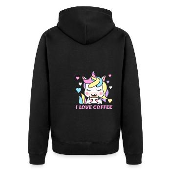 I Love Coffee Potions Woman Unicorn Women Caffeine - Unisex Premium Organic Zip Hoodie - black - Back - Nico (187cm)