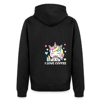I Love Coffee Potions Woman Unicorn Women Caffeine - Unisex Premium Organic Zip Hoodie - black - Back - Nico (187cm)