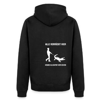 Alle Verrückt Hier Komm Alligator Wir Gehen Lustig - Unisex Premium Bio Zip Hoodie - Schwarz - Hinten - Nico (187cm)