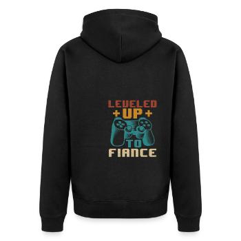 Gamer Leveled-Up To Fiance - Unisex Premium Bio Zip Hoodie - Schwarz - Hinten - Nico (187cm)