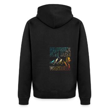 Mir reichts ich geh Wandern Geschenke für Wanderer - Unisex Premium Bio Zip Hoodie - Schwarz - Hinten - Nico (187cm)