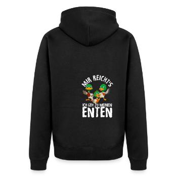 Mir reichts ich geh zu meinen Enten Entenzüchter G - Unisex Premium Bio Zip Hoodie - Schwarz - Hinten - Nico (187cm)