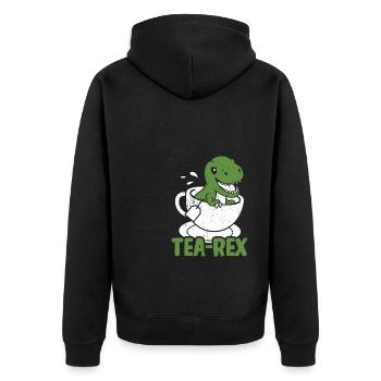 Tea-Rex Süßer T Rex Dinosaur Dino Tee Liebhaber - Unisex Premium Bio Zip Hoodie - Schwarz - Hinten - Nico (187cm)