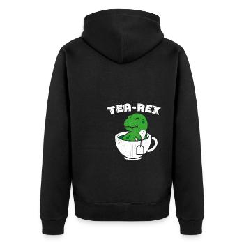 Tea-Rex Süßer T Rex Dinosaur Dino Tee Liebhaber - Unisex Premium Bio Zip Hoodie - Schwarz - Hinten - Nico (187cm)
