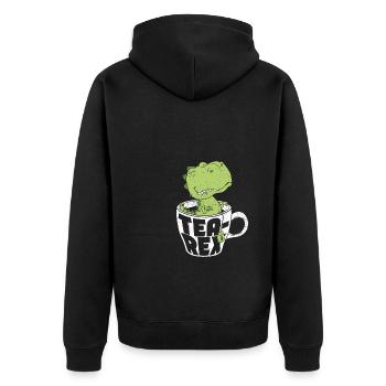 Tea-Rex Süßer T Rex Dinosaur Dino Tee Liebhaber - Unisex Premium Bio Zip Hoodie - Schwarz - Hinten - Nico (187cm)