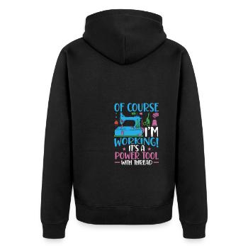 Funny Powered Tool Of Thread - Unisex Premium Bio Zip Hoodie - Schwarz - Hinten - Nico (187cm)