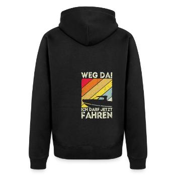 Weg Da! Bootsführerschein Bestanden Kapitän Boot G - Unisex Premium Bio Zip Hoodie - Schwarz - Hinten - Nico (187cm)