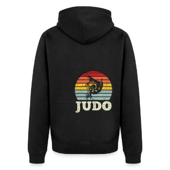 Judo Judoka - Unisex Premium Bio Zip Hoodie - Schwarz - Hinten - Nico (187cm)