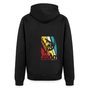 Vintage Judo Judoka - Unisex Premium Bio Zip Hoodie - Schwarz - Hinten - Nico (187cm)