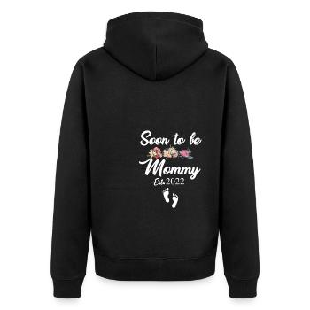 To Be Mommy 2022 - Unisex Premium Bio Zip Hoodie - Schwarz - Hinten - Nico (187cm)