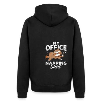 This Is My Office Napping Shirt Faultier Geschenk - Unisex Premium Bio Zip Hoodie - Schwarz - Hinten - Nico (187cm)