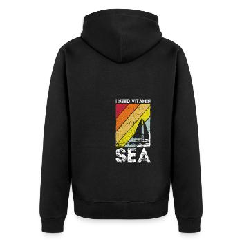 I Need Vitamin Sea Segeln Geschenk Segler Sprüche - Unisex Premium Bio Zip Hoodie - Schwarz - Hinten - Nico (187cm)