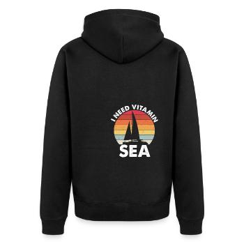 Kapitän Boot Segelschein Segeln Geschenk Segler Sp - Unisex Premium Bio Zip Hoodie - Schwarz - Hinten - Nico (187cm)