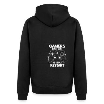 Gamer Gaming Zocken Konsole Nerd Gaming Geschenk - Unisex Premium Bio Zip Hoodie - Schwarz - Hinten - Nico (187cm)
