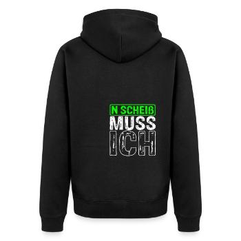 n scheiß muss ich coole Sprüche für Arbeit & Schul - Unisex Premium Bio Zip Hoodie - Schwarz - Hinten - Nico (187cm)