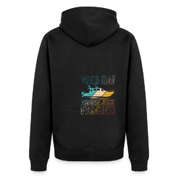 Motorboot Boot Fahren Sportboot Führerschein Gesch - Unisex Premium Bio Zip Hoodie - Schwarz - Hinten - Nico (187cm)