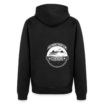 Heimathafen Flensburg Moin Flensburger Norddeutsch - Unisex Premium Bio Zip Hoodie - Schwarz - Hinten - Nico (187cm)