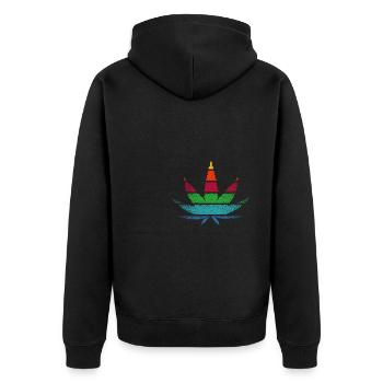 Retro Vintage Cannabis - Unisex Premium Bio Zip Hoodie - Schwarz - Hinten - Nico (187cm)