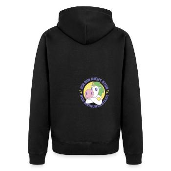 Ich Bin Nicht Stur Nur Meinungsstabil Ego - Unisex Premium Bio Zip Hoodie - Schwarz - Hinten - Nico (187cm)