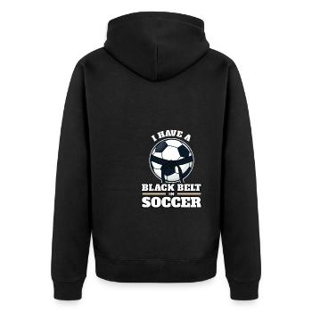 Drôle de ceinture noire de football dans le football - Veste à capuche bio Premium Unisexe - noir - Dos - Nico (187cm)