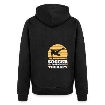 Drôle de football moins cher que la thérapie - Veste à capuche bio Premium Unisexe - noir - Dos - Nico (187cm)