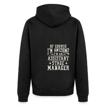 Awesome Assistant Stage Manager - Unisex Premium Bio Zip Hoodie - Schwarz - Hinten - Nico (187cm)