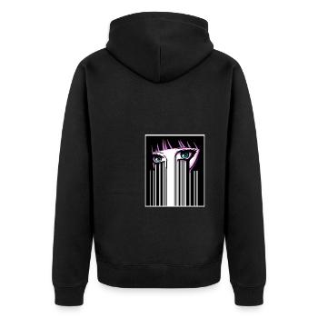 Anime Eyes Japan Barcode - Unisex Premium Organic Zip Hoodie - black - Back - Nico (187cm)