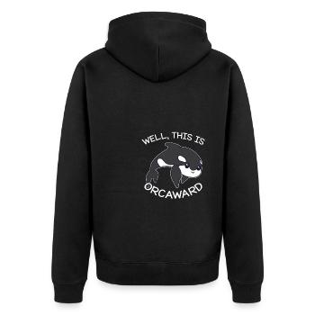 Funny This Is Orcaward Orca - Unisex Premium Bio Zip Hoodie - Schwarz - Hinten - Nico (187cm)