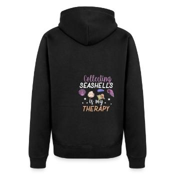 Collecting Seashells Is My Therapies - Unisex Premium Bio Zip Hoodie - Schwarz - Hinten - Nico (187cm)