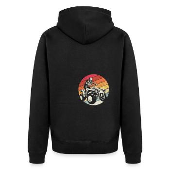 Quad Bike Biker Quad Zubehör Quad Geschenk Vintage - Unisex Premium Bio Zip Hoodie - Schwarz - Hinten - Nico (187cm)