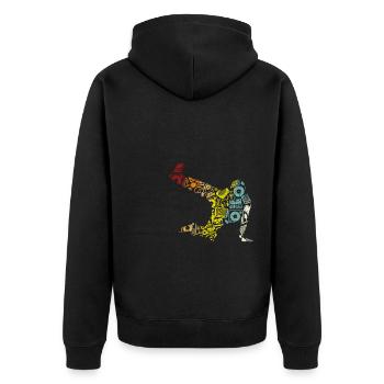 Breakdance Sillhouette Street Dance Breakdance Ges - Unisex Premium Bio Zip Hoodie - Schwarz - Hinten - Nico (187cm)